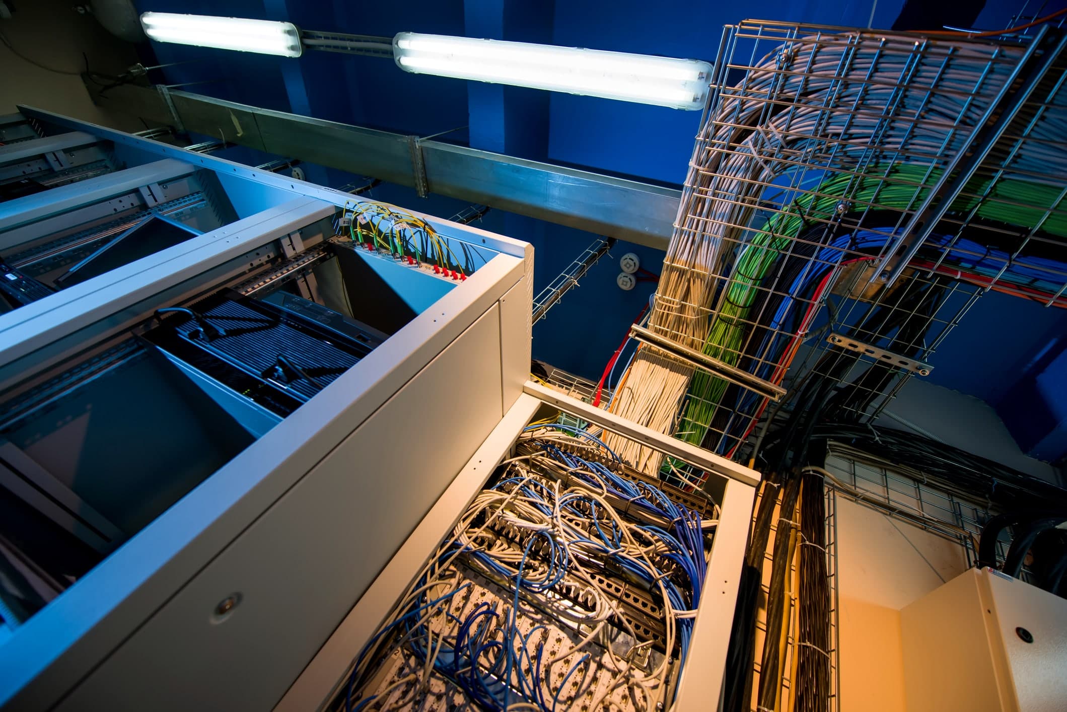 IT room with structured cabling and fiber pathways